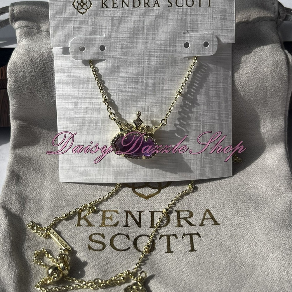 ✨New Kendra Scott Disney Elisa Princess Short Gold Pendant Purple Necklace ✨ - Picture 7 of 9